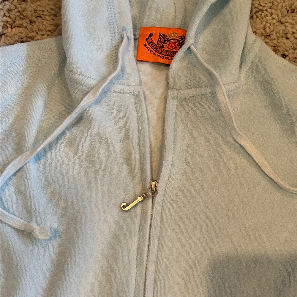 Juicy Couture Light Blue Terry Cloth Set with Lace Trim, Size S - Picture 5 of 9